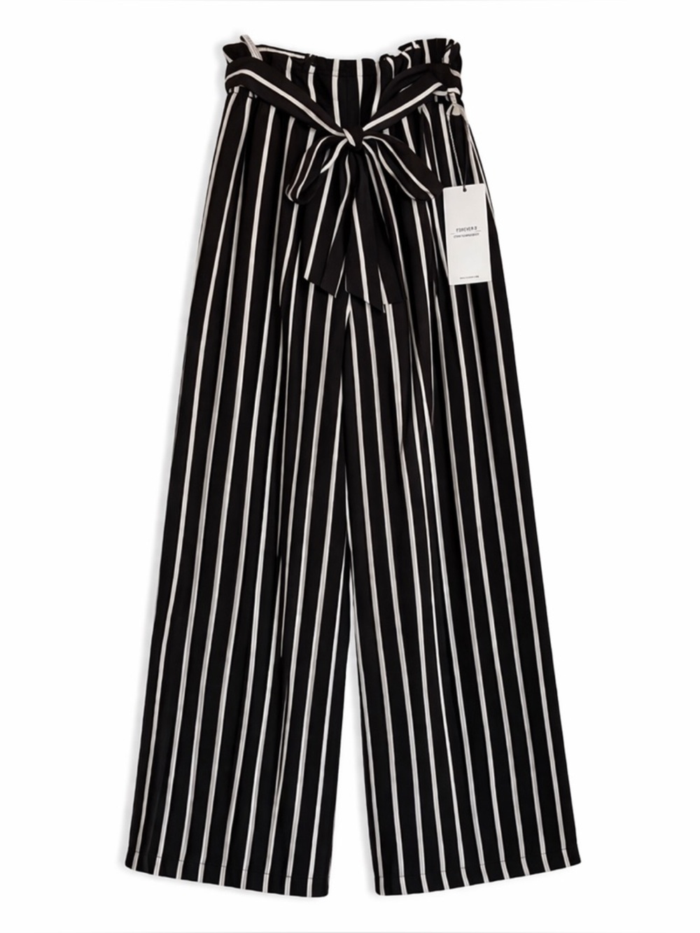 FINAL PRICE! Forever 21 Wide Leg Striped Pants High Waist Adjustable Small NWT - Picture 11 of 11